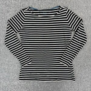 Boden Breton Boat Neck Stripe Top Women 6 Black White Long Sleeve Cotton Classic